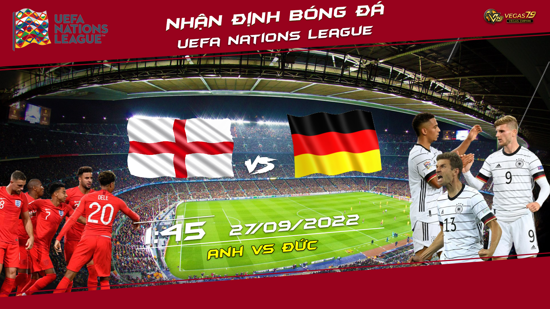 Soi kèo nhà cái Anh vs Đức, 1h45 ngày 27/9 - Nations League